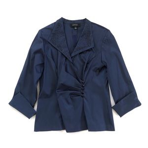 R&M Richards Navy Embellished Dress Blouse